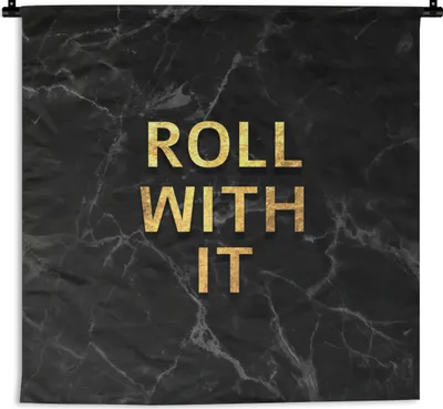 Produktbild von MuchoWow® Wandteppich Wandbehang Zitate - Motivation - Gold - Marmor 150x150 cm Tapisserie Dekoration Wandtuch - Wohnaccessoires - Modernes
