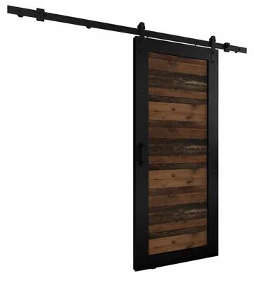 Produktbild von KierMoebel Schiebetür Komplettset LOFT ADIO 2 Schwarz & Old Style 96x205x3,2 cm, Wohnzimmer Schiebetür