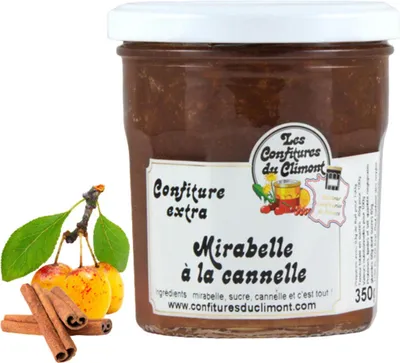 Produktbild von Les Confitures du Climont Mirabellen Konfitüre extra mit Zimt 350g handwerklich