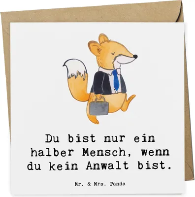 Produktbild von Mr. & Mrs. Panda Klappkarte Anwalt Herz - Weiß - Geschenk, Grußkarte, Spruch, Glückwunschkarte, doppelkarte, faltkarte, Anwaltskanzlei, Jurastudium, anlasskarte, Beruf
