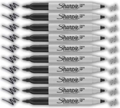 Produktbild von Sharpie Permanentmarker mit zwei Spitzen, schwarze Tinte, 10 Stück