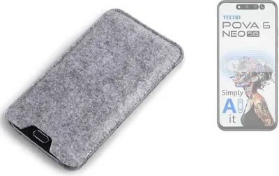 Produktbild von K-S-Trade Filz Handyhülle kompatibel mit Tecno Pova 6 Neo 5G Schutzhülle Filztasche Filz Tasche Case Sleeve Handy Hülle Filzhülle grau