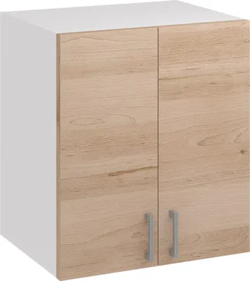 A wall-mounted kitchen cabinet with two doors.