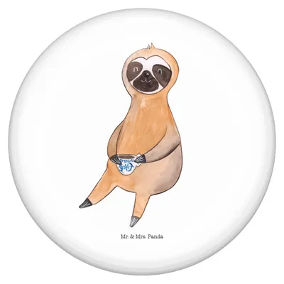 Produktbild von Mr. & Mrs. Panda Badge Faultier Kaffee - Weiß - Geschenk, Coffeelover, Anstecker Pin, Plakette, Kaffeetasse, Coffeeaddict, Coffee, Button