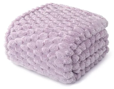 Imagen del producto de Manta suave con estampado jacquard 3D, color lila claro, 230 x 270 cm