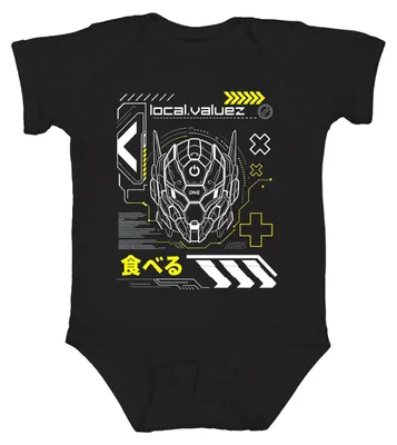 Productafbeelding van Cyberpunk, mecha, robot, Japan, anime, manga, Japan, jaren 2000, futuristisch, babyromper, zwart, maat 3/6
