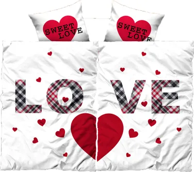 Produktbild von 4 tlg Bettwäsche 135x200 cm Love Partner weiß Microfaser 2 Garnituren
