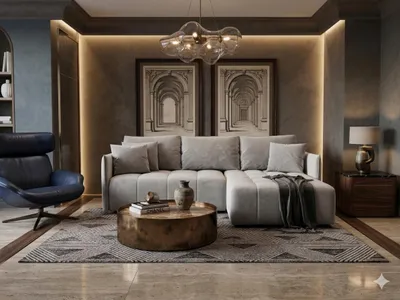 Image de Canapé d’angle CHICAGO droit gris clair velours Monolith 84 - fonction couchage, coffre de rangement pour la literie