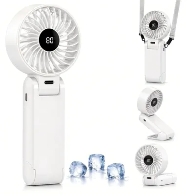 Immagine prodotto di Ventilatore portatile pieghevole con manico bianco