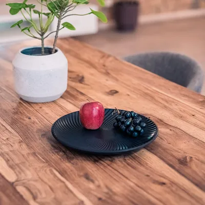 Imagen del producto de Cesta redonda de madera para frutas, color , de 28 cm, ideal para la cocina