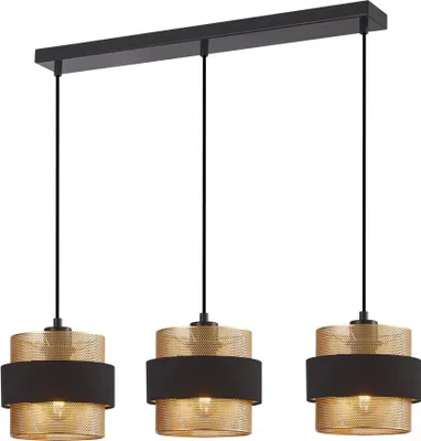 Zdjęcie produktu dla Lampa wisząca ozdobna czarno-złota klosze na listwie do salonu jadalni 3xE27 40W BANS Italux