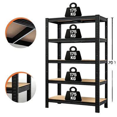 Obrázek produktu pro Robustní regálová jednotka, nosnost 875 kg, 5 nastavitelných polic, rozměry 200x100x50 cm