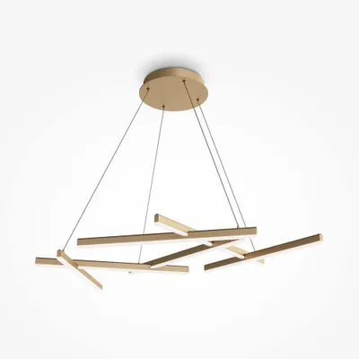 Image de Suspension LED, métal, acrylique, or mat, H 120 cm