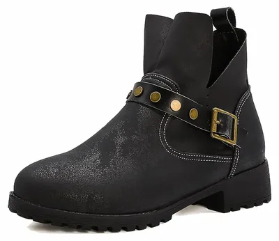 Produktbild von Elzusha – Damen Stiefeletten mit runder Schuhspitze und niedrigem Blockabsatz