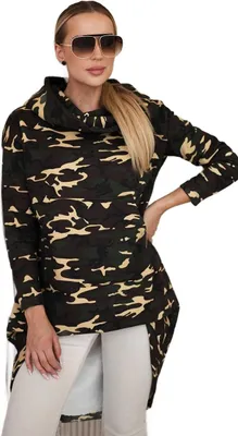 Produktbild von Longback-Camouflage-Sweatshirt Khaki+Braun