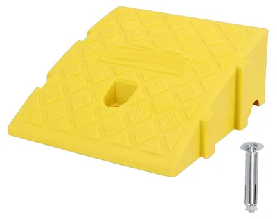 Obrázok produktu pre Rampa pre vozidlá, žltá, výška 11 cm, nosnosť 2 tony, ľahká, prenosná, robustná, vhodná pre autá, vozíky, dodávky, motocykle, bicykle