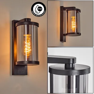 Produktbild von Salò Außenwandlampe aus Metall/Glas in Schwarz/Rauchfarben