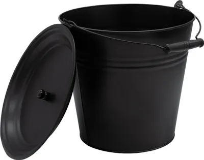 Produktbild von Deko Zinkeimer mit Holzgriff und Deckel - schwarz / 12 L - Metall Eimer zum Bepflanzen oder Transportieren - Gartendeko Blecheimer Ascheeimer Pflanzeimer Eiskübel Sektkühler