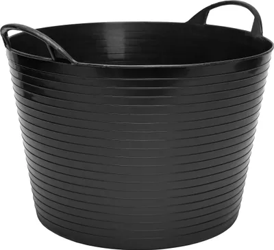 Produktbild von Garronda 25L Flexibler Kunststoffkübel Futtertrog Eimer Tubtrug Wäschekorb (Schwarz) GD-STIC-ElasticBasket