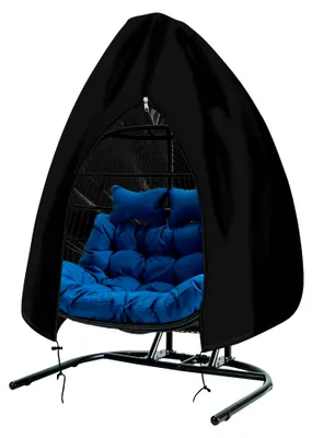 Produktbild von Hängesesselbezug für Doppelsitze mit Reißverschluss, strapazierfähig, 420D, wasserdicht, winddicht, 200 x 230 cm, Schwarz