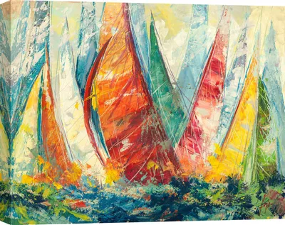 Immagine prodotto di Stampa su tela con barche a vela - Luigi Florio, In alto mare - 120x90 cm
