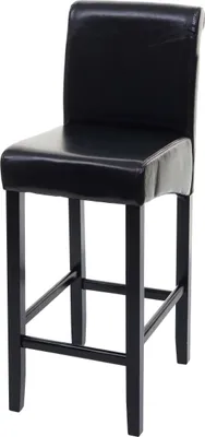Produktbild von Barhocker HWC-C33, Barstuhl Tresenhocker, Holz MVG-  schwarz, dunkle Beine, Leder