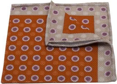 Produktbild von Herren Einstecktuch in Orange mit Blütenmuster