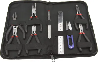 Produktbild von Schmuckzangen-Set Mini Schmuckherstellung Zangen Perlen-Werkzeugset mit Aufbewahrungstasche - 9 Stück.
