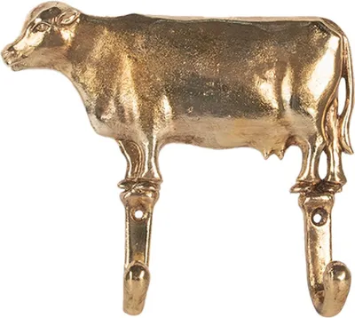 Zdjęcie produktu dla Haczyk do powieszenia, model "Kuh Eisen", błyszczący, 17x4x15 cm, kolor złoty, Clayre & Eef, kod produktu: 6Y5895