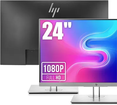Produktbild von HP EliteDisplay E243, 60,5 cm (23.8"), 1920 x 1080 Pixel, Full HD, LED, 5 ms, Schwarz, Silber