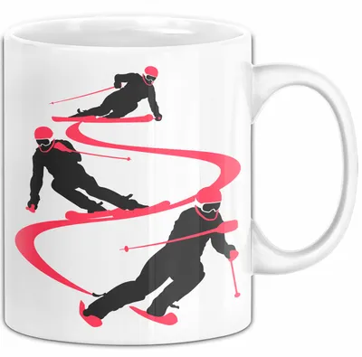 Produktbild von Ski Tasse Geschenk Grafik Skifahrer Becher (Weiß)
