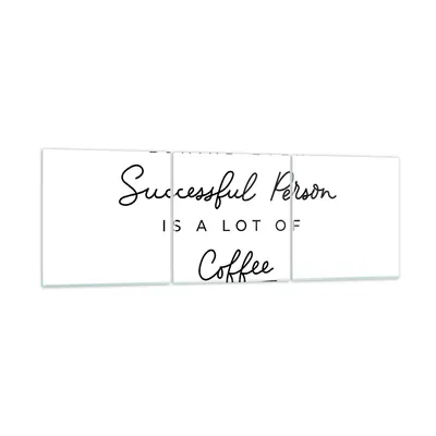 Produktbild von Bilder auf glas - 3 Teile - Kaffee Prinzip Erfolg - 120x40cm - Glasbilder - Wandbilder - Bilder - zum Aufhängen bereit - Wanddekoration aus Glas - Glas Bilder - Wandbild auf Glas - GCA120x40-4284