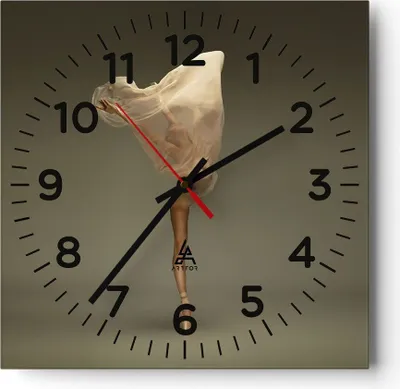 Produktbild von Wanduhr - Quadrat - Glasuhr - Ballerina Figur Tanzen - 30x30cm - Schleichendes Uhrwerk - Lautlos - zum Aufhängen bereit - Dekoration Modern - Wanddekoration aus Glas - C4AC30x30-4715