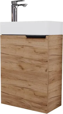 Produktbild von Waschtisch mit Unterschrank 40 cm Waschbeckenunterschrank, Badmöbel-Set mit Waschbecken für kleine Bäder, Gäste WC, Gold Eiche