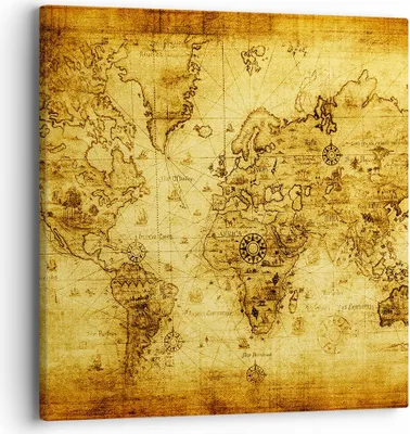 Produktbild von Bild auf Leinwand - Leinwandbild - Karte Welt Kontinente - 40x40cm - Wand Bild - Wanddeko - Leinwanddruck - Bilder - Kunstdruck - Wanddekoration - Leinwand bilder - Wandkunst - AC40x40-0127