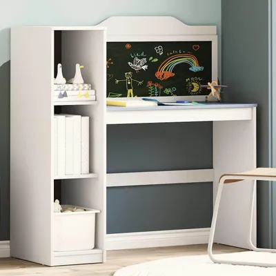 Image de Maison Exclusive - Bureau avec étagère ouverte et tableau noir avec étagère ROROS