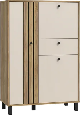 Produktbild von Highboard >KILLARNEY< in Sand / Mauvella Eiche Nachbildung - 88,1x131,8x42cm (BxHxT)