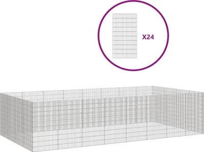Image de vidaXL Enclos 24 pièces 54x100 cm Fer galvanisé