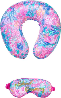 Productafbeelding van Reiskussen en Oogmasker - Slaapset - Comfortabel Reizen - Pluche Steun - 30 cm - Goud