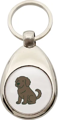 Produktbild von Huuraa Schlüsselanhänger Portugiesischer Wasserhund Comic Porti Metall Schlüsselring Einkaufswagenchip Geschenkidee