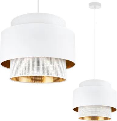 Produktbild von Asti Trio Hängelampe Weiss Gold 35Cm Netzgewebe