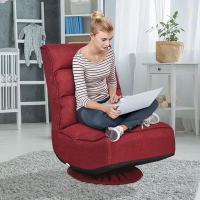 Produktbild von COSTWAY Bodenstuhl 360°drehbar Bodensessel mit 5-Fach Verstellbarer Rückenlehne Bodensofa 150kg belastbar Lazy Sofa Rot