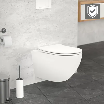 Produktbild von LuxeBath Spülrandloses Hänge-WC mit Nano Beschichtung, Weiß matt, lang