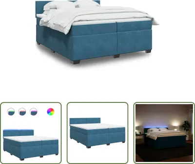 Produktbild von The Living Store Boxspringbett mit Matratze Blau 200x200 cm Samt