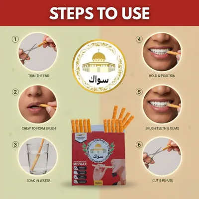 Obrázok produktu pre Miswak, 10 kusov, prírodná drevená kefka na zuby na ústnu hygienu