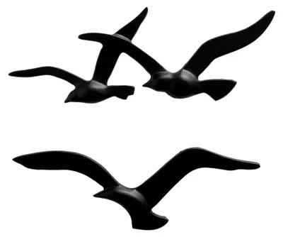 Produktbild von Wandobjekt Birdy (schwarz, Wanddeko aus Metall, maritimes Motiv, Wandbild für Flur, Wohnzimmer, Esszimmer)