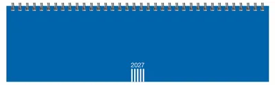 Produktbild von Heye Kalender 2027 Wochenquerplaner, blau, 32,5 x 9,3 cm, 2 Seiten/Woche, viersprachig, Drei-Monatsübersicht