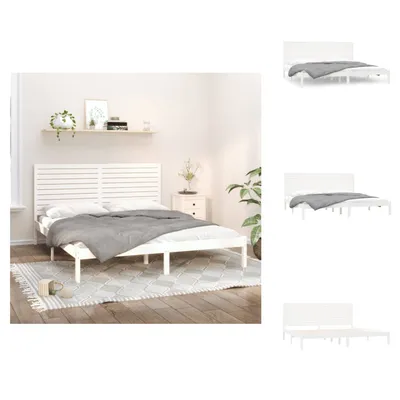 Produktbild von vidaXL Massivholzbett Weiß 200x200 cm -  Betten & Bettgestelle