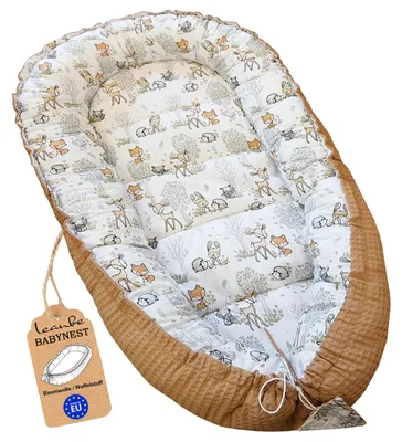 Produktbild von LEANBE Babynest Kokon aus Baumwolle & Waffelstoff - Beige