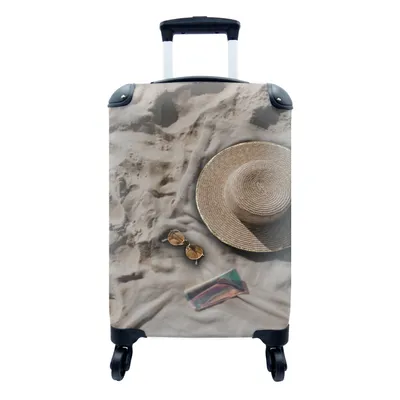 Produktbild von MuchoWow® Koffer Handgepäck Trolley Rollkoffer Kleine Reisekoffer mit 4 Rollen - Strand - Sonnenbrille - Sommer - Cabin Size < 55x40x23 cm & 55x40x20 cm - Fotokoffer - Kabinenkoffer - Boardgepäck - Reise-Box - Reisekoffer - Reisegepäck - Koffer mit Bild - Trolley für Kinder